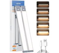 HIBOITEC 2500mAh Luci Armadio Led con Sensore, 350LM Dimmerabile Luce Led Sottopensile, USB Ricaricabile, Senza Fili Magnetica Adesiva Luci per Armadio Scale (Luce Calda, 32,5CM