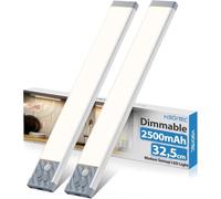HIBOITEC 350LM Dimmerabile Luce Led Sottopensile, 2500mAh Luci Armadio Led con Sensore, USB Ricaricabile, Senza Fili Magnetica Adesiva Luci per Armadio Scale (Luce Calda, 32,5CM