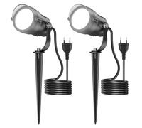 HIBOITEC Faretto da Giardino 12W Elettrico con Spina 1.5m, 1320lm Lampada Esterna IP65 Impermeabile, LED 270° Regolabile 5000K Bianco Freddo per Outdoor, Giardino, Piante, Cortile