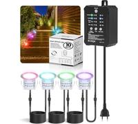 HIBOITEC - Kit di 10 luci RGB per terrazza, 14 colori e 5 effetti dinamici, dal crepuscolo all'alba e con timer, impermeabile IP67 a bassa tensione per giardino, terrazza, feste