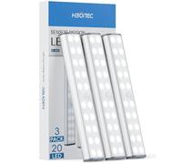 HIBOITEC Led Armadio Sensore Movimento Senza Fili,1000mAh Luce LED Sottopensile Magnetica Controllo Touch Dimmerabile Luce Notturna,Alimentata a USB, per Cucina, Guardaroba, Confezione da 3,Bianco