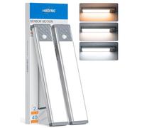 HIBOITEC Led Sottopensile Cucina 3 Colore, Dimmerabile Luce Armadio Led con Sensore di Movimento, Batteria USB Ricaricabile Luci per Armadio Cucina Scale Soggiorno Bagno Camere da Letto (2 Pezzi)