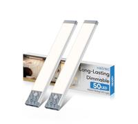 HIBOITEC Luce Led Sottopensile, 50LED Luci Armadio con Sensore, Dimmerabile Barra Led Sottopensile, USB Ricaricabile, Magnetica Adesiva, Senza Fili Luci per Armadio (Luce Calda, 25,5cm)