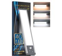 HIBOITEC Luce per Armadio 40LED,22.5cm Luce Led Con Sensore di Movimento,3 Colore 3 Modalità 1500mAh USB Ricaricabile Luci Armadio per Armadio/Scala/Cucina/Seminterrato/Bagno/Corridoio/Garage