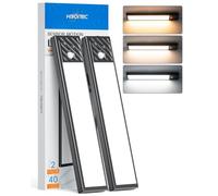 HIBOITEC Luci Armadio Led con Sensore 3 Colore, 40LED Dimmerabile Barra Led Sottopensile, USB Ricaricabile Luce Cucina, Magnetico Luci per Armadio Scale Soggiorno, Durevoli, Installazione(2 Pezzi)