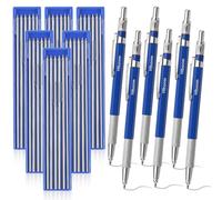 Hiboom 6 matite per saldatori con 72 ricariche rotonde argentate, mina rotonda da 2 mm, per marcature meccaniche, clip tascabili in metallo resistente, supporto per saldatura, montaggio per tubi