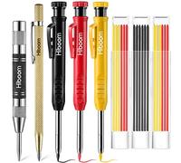 Hiboom Confezione da 8 Set di Matite Carpentiere, 3 Matite Colorate da Carpentiere con Temperamatite e Ricariche, Punzone Centrale Automatico, Kit di Strumenti per Scriba in Carburo per Costruzione