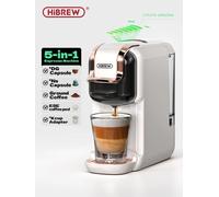 HIBREW Macchina da caffè H2B, multi-capsula 5 in 1, macchina caffè espresso, compatibile con cialde DG/Nes/K-cup/ESE/caffè macinato, arresto automatico, espresso perfetto, bianco
