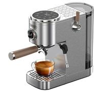 HiBREW H13 Macchina da Caffè Semiautomatica, Schermo Touch, Pressione 20 Bar, Modalità di Preparazione Multifunzione, Vassoio Gocciolatoio Regolabile - Argento - Nouvo