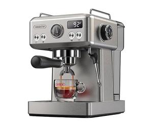 HiBrew Macchina da caffè espresso H10A (argento), macchina da caffè semiautomatica da 20 bar, in acciaio inox compatto, riscaldamento rapido, controllo della temperatura, forte schiuma a vapore per