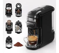 HIBREW Macchina da caffè espresso per bevande calde e fredde, infuso freddo, oro caldo, 5 in 1, multi-capsule, polveri, macinato (nero)