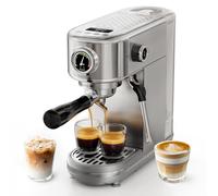 HIBREW Macchina per caffè espresso programmabile, H10B, acciaio inox spazzolato, temperatura regolabile e volume tazza, pulitore a vapore per montalatte