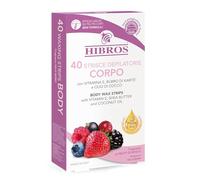 Hibros 40 Strisce Depilatorie - Gambe Braccia Ascelle Zona Bikini Con Vitamina E - Burro Di Karitè Olio Di Cocco - con Bustina Post Depilazione Camomilla Depilazione donna (Corpo, Frutti di Bosco)