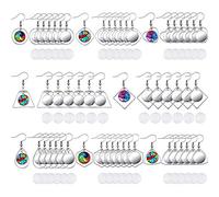 Hicarer 108 Pezzi Orecchini in Acciaio Inox Ganci di Filo Bianco Sfaccettato Vassoi Lunetta con 12 mm Cabochon in Vetro per la fabbricazione di Gioielli fai da te