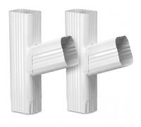 Hicarer 2 pezzi, 7,6 x 10,2 cm, in alluminio, per grondaie, deviatore a Y, allineato a destra, prolunga per grondaia, grondaia, per il drenaggio dell'acqua piovana del tetto, bianco