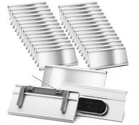 Hicarer 25 Badge Nominativi in Alluminio con Doppio Magnete e Spilla Targhette Identificative Magnetiche in Metallo Trasparente Portanome Vuote per Abbigliamento Mostre Scuola 72 x 32 mm Argento