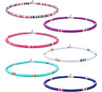 Hicarer 6 Collana Girocollo con Perline per Donna Surfista Collana Heishi Colorata Set Girocollo con Perline di Semi Boho Collane Bohemien Collane Occidentali alla Moda Gioielli