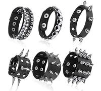 HICARER 6 Pezzi Bracciale Tempestato di Punk Bracciale in Pelle con Rivetti per Natale