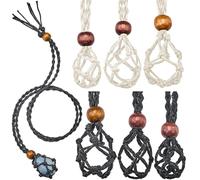 Hicarer 6 Pezzi Cordino per Collana con Pietra di Cristallo di Quarzo Supporto per Pietra Vuoto, 3 Misure Gabbia per Cordino Regolabile Cordino per Collana con Rete per Gioielli DIY (Nero, Beige)