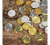 HICARER 60 Pezzi Monete dei Pirati in Metallo Repliche del Doblone Spagnolo Monete dei Pirati Giocattoli di Moneta del Tesoro per Decorazioni per Bomboniere (Set di Colori 1, 60 Pezzi)