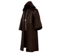 HICARER Mantello con Cappuccio per Halloween Mantello Cavaliere Costume da Strega con Cappuccio Mantello Medievale Incappucciato per Mago Vestaglia con Cappuccio (Marrone, Adulto, L)