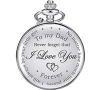 Hicarer Orologio da tasca con incisione No Matter How Much Time Passes, I Will Always Be Your Little Girl, idea regalo per papà da figlia a padre