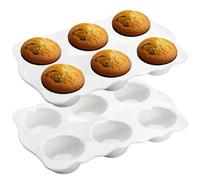 Hiceeden Confezione da 2 teglie in ceramica di Maffin, 6 tazze antiaderenti in latta per cupcake con manici per torte di Maffin, crostate di uova, mousse, torta in vaso, gelatina
