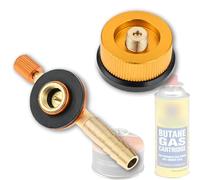 Hicello Kit adattatore per bombola di combustibile per fornello da campeggio, 2 pezzi, convertitore di ricarica con valvola Lindal MSF-1a e EN417, uscita a spillo da 8 mm, accessori per bruciatore da