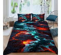 HICENST Mare di lava Set Di Biancheria Da Letto 3 Pezzi Con Stampa 3D Gothic Architecture Copripiumino Con 2 Federe in Microfibra Morbida E Leggera King(220x240cm)