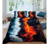 HICENST Mare di lava Set Di Biancheria Da Letto 3 Pezzi Con Stampa 3D Landscape Illustration Incluso Copripiumino Con 2 Federe in Microfibra Morbida E Leggera King(220x240cm)