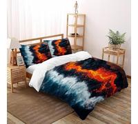 HICENST Mare di lava Set Di Biancheria Da Letto Per 3 Pezzi Con Stampa 3D Landscape Illustration Incluso Copripiumino Con 2 Federe in Microfibra Morbida E Leggera Super King(260x220cm)