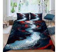 HICENST Onda lava Set Di Biancheria Da Letto 3 Pezzi Con Stampa 3D Plant Printing Copripiumino Con 2 Federe in Microfibra Morbida E Leggera King(220x240cm)