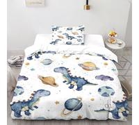 HICENST Pianeta dinosauro Set Copripiumino 2 Pezzi Con Stampa 3D Animal Theme Incluso Copripiumino Con 1 Federe in Microfibra Morbida E Leggera Single(135x200cm)