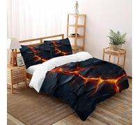 HICENST Roccia crepata lava Set Copripiumino 3 Pezzi Con Stampa 3D Gothic Theme Incluso Copripiumino Con 2 Federe in Microfibra Morbida E Leggera Super King(260x220cm)