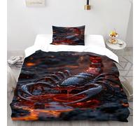 HICENST Scorpione Lava Set Copripiumino 2 Pezzi Con Stampa 3D Animal Theme Wildlife Incluso Copripiumino Con 1 Federe Con Federe in Microfibra Ultra Morbida Single(135x200cm)