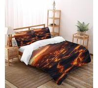 HICENST Vulcano lava Set Copripiumino 3 Pezzi Con Stampa 3D Landscape Illustration Incluso Copripiumino Con 2 Federe Con Federe in Microfibra Ultra Morbida Double(200x200cm)