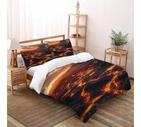 HICENST Vulcano lava Set Di Biancheria Da Letto Per 3 Pezzi Con Stampa 3D Landscape Illustration Copripiumino Con 2 Federe Con Federe in Microfibra Ultra Morbida Super King(260x220cm)