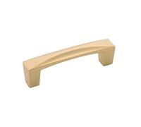 Hickory Hardware 1 Pack Solid Core Kitchen Cabinet Pulls, Luxury Cabinet Handles, Hardware for Doors & Dresser Drawers, 3 Inch Hole Center, Flat Ultra Brass, Crest Collection