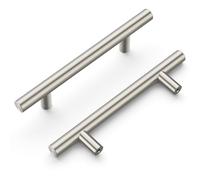 Hickory Hardware Heritage 10 Pack Cabinet Bar Pulls, Handles for Kitchen Cabinet Doors, Dresser Drawers & Bathroom Vanity, 3-3/4 Inch (96mm) Center to Center, Stainless Steel, Satin Nickel, 10 Pack