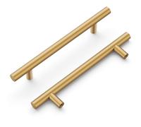 Hickory Hardware Heritage, Confezione da 10 maniglie per ante di armadietti da cucina, cassetti, in acciaio inossidabile, per mobili da bagno, 128 mm da centro a centro, ottone spazzolato, confezione
