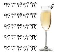 HICOHAND 50 targhette in acrilico per bevande, 5 stili, con fiocco nero, a forma di civetta, ciondoli per bicchieri di vino, fai da te, riutilizzabili, per compleanni, matrimoni, anniversari, feste