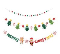 HICOHAND Banner di buon Natale, 3 pezzi albero di Natale alce decorazioni feltro palla rosso verde ornamento stringa ghirlanda banner per la celebrazione di Capodanno
