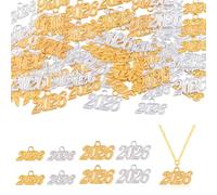 HICOHAND Ciondoli 2026, 40 ciondoli in metallo con sigillo dell'anno in oro e argento, accessori per la creazione di gioielli, per collane, bracciali e portachiavi fai da te