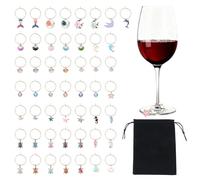 HICOHAND Ciondoli per bicchieri da vino, 50 pezzi, a tema oceano, per identificare bicchieri di vino, riutilizzabili, per compleanni, matrimoni, bomboniere, decorazioni