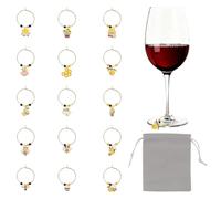 HICOHAND Ciondoli per calici da vino, 30 pezzi, 15 stili a tema ape, per fai da te, riutilizzabili, per feste di compleanno, matrimoni, bomboniere, decorazioni