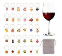 HICOHAND Ciondoli per calici da vino, 30 pezzi, a forma di frutta, per fai da te, riutilizzabili, per compleanno, matrimonio, anniversario, festa del Ringraziamento