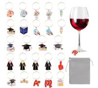 HICOHAND Ciondoli per calici da vino, 30 pezzi, a tema laurea, per identificare bicchieri di vino, riutilizzabili, per feste di laurea