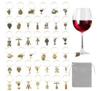 HICOHAND Ciondoli per calici da vino, 40 pezzi, a tema vino rosso, identificatori riutilizzabili fai da te, per feste di laurea, bomboniere, decorazioni