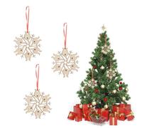 HICOHAND Decorazione natalizia a forma di gatto e fiocco di neve, 3 pezzi, divertente decorazione natalizia in legno da appendere per gli amanti dei gatti, decorazione unica per albero di Natale