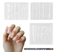 HICOHAND Set di 3 stampi per unghie in gel 3D a forma di sirena, con sirena, conchiglia e pesce rosso dalla coda lunga, per nail art, adatti per prodotti per unghie fai da te e progetti di decorazione